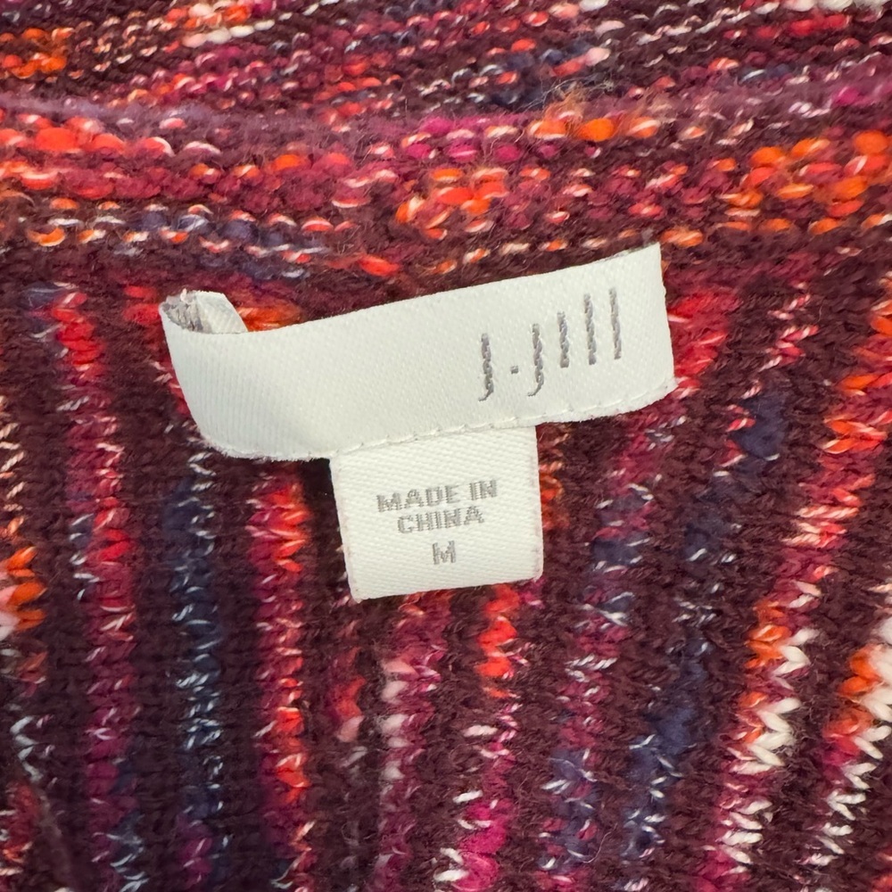J. Jill Burgundy Multicolor, Front Pockets, Sweater Cardigan- size M - Picture 8 of 9